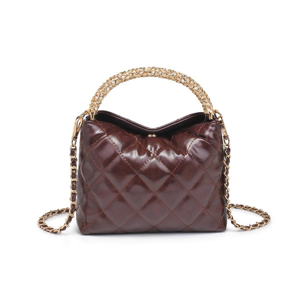 Urban Expressions Quilted Brown Bag with Gold Chain